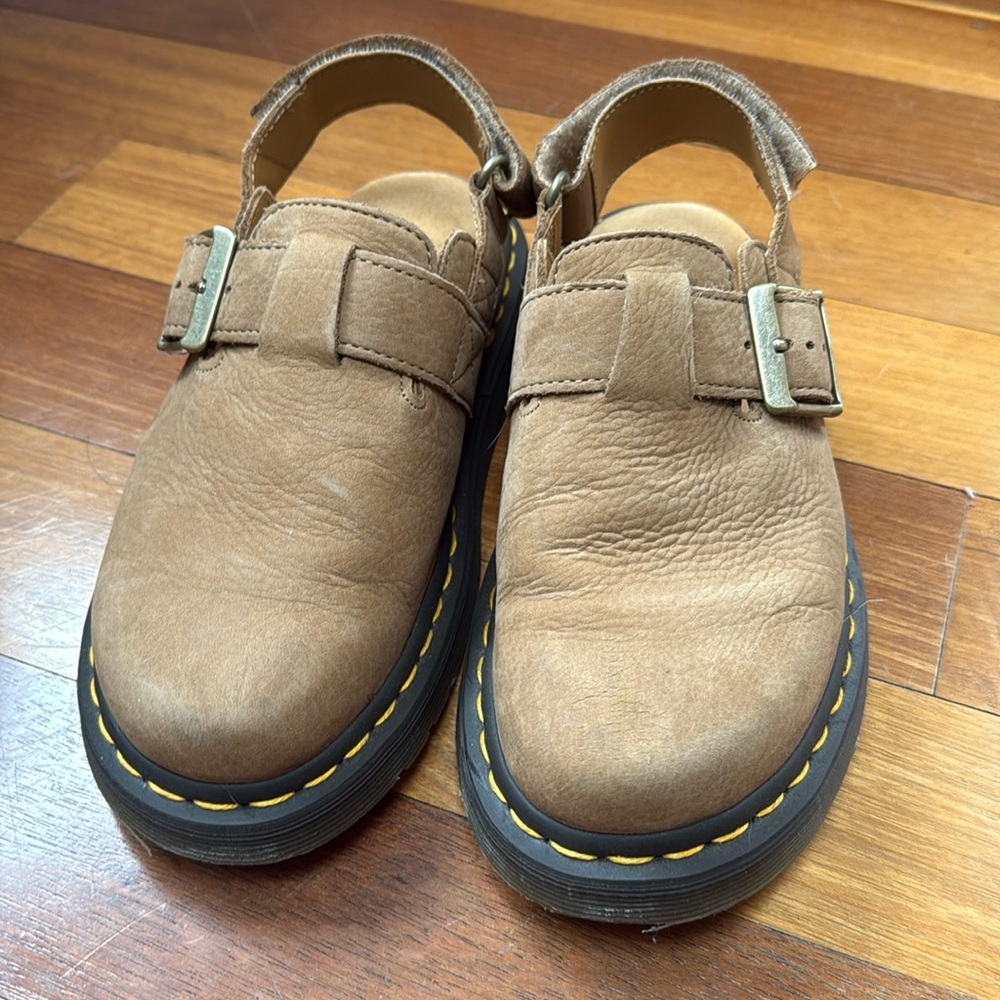 DR. MARTENS JORGE II TUMBLED NUBUCK LEATHER SLINGBACK MULES